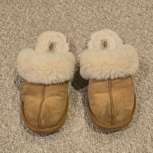 UGG Brown and Cream Shearling Slippers Kids Size 6